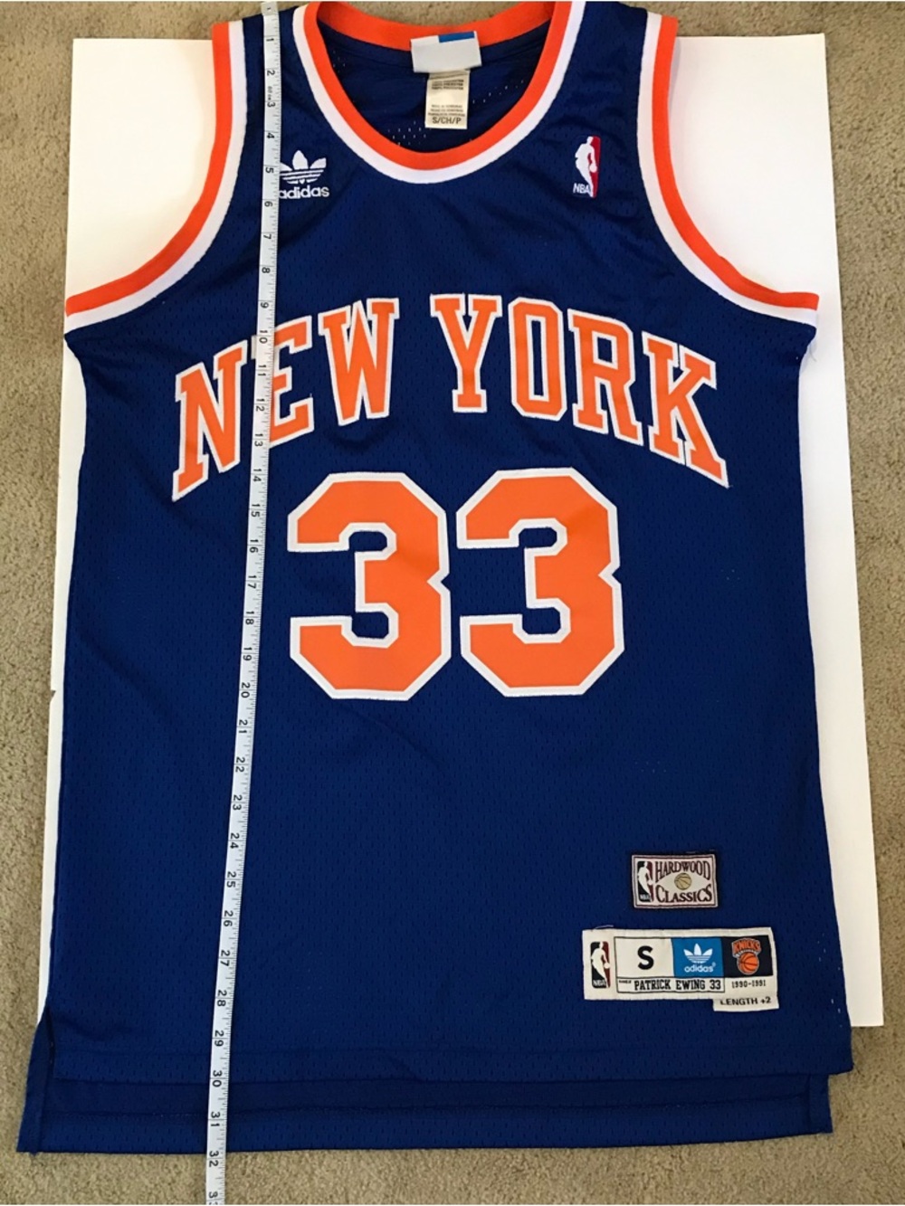 Adidas NY Knicks #33 Basketball Jersey Hardwood Classics Blue Orange S +2 - Picture 9 of 13